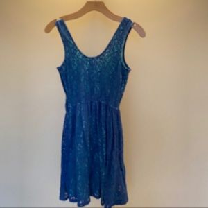 Mossimo Supply Co. dress lace design sleeveless low scoop neck blue green size S